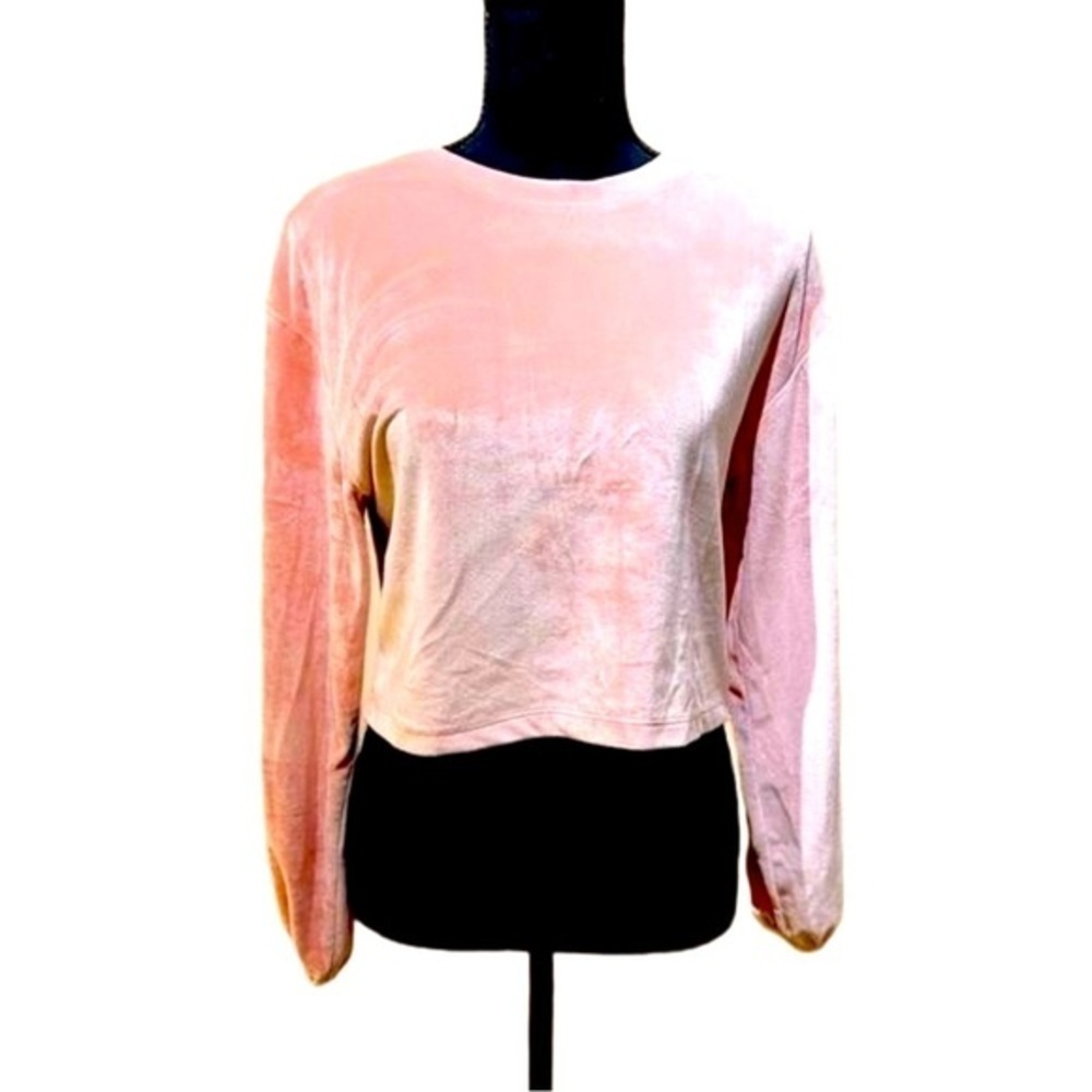 ALTAR'D STATE Pink Velour Long Sleeve Crop Top Sweater Size XS